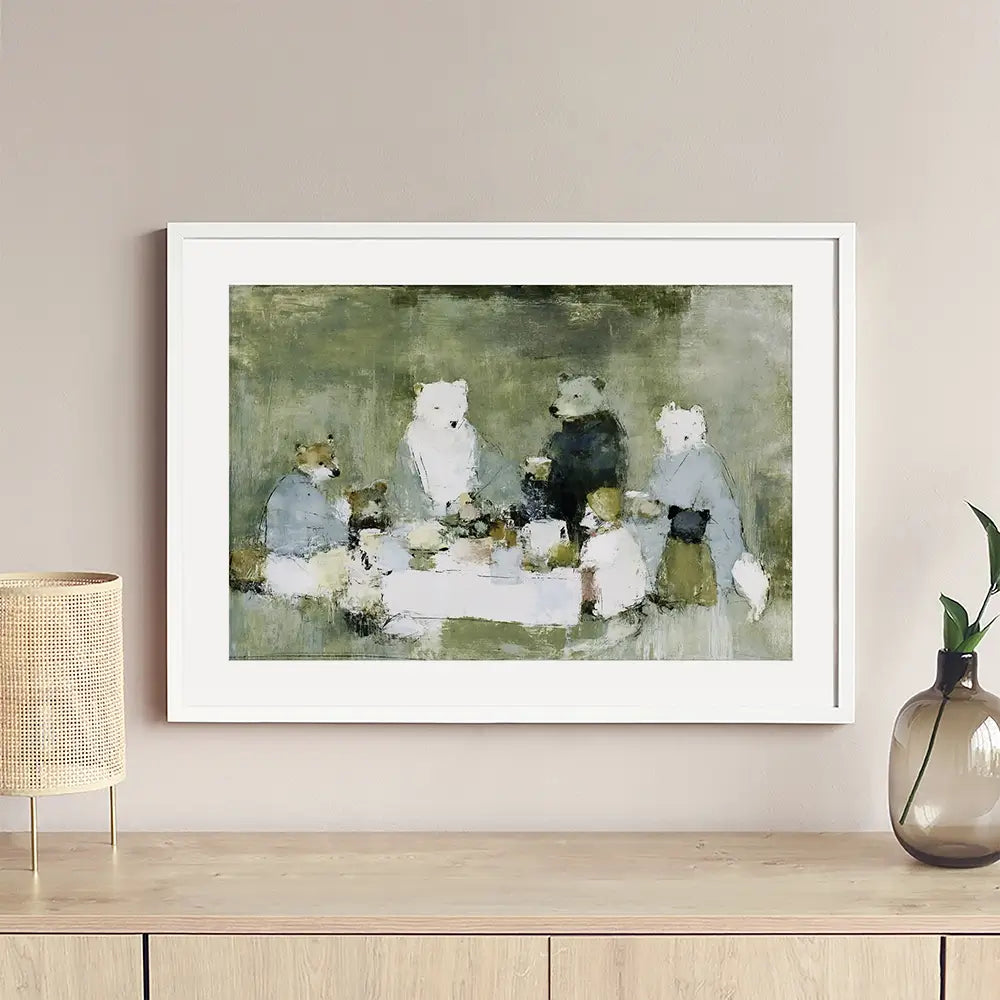 Bears At The Table Framed Art Print Bears At The Table Framed Art Print wall art product Chromatic Storm Studio
