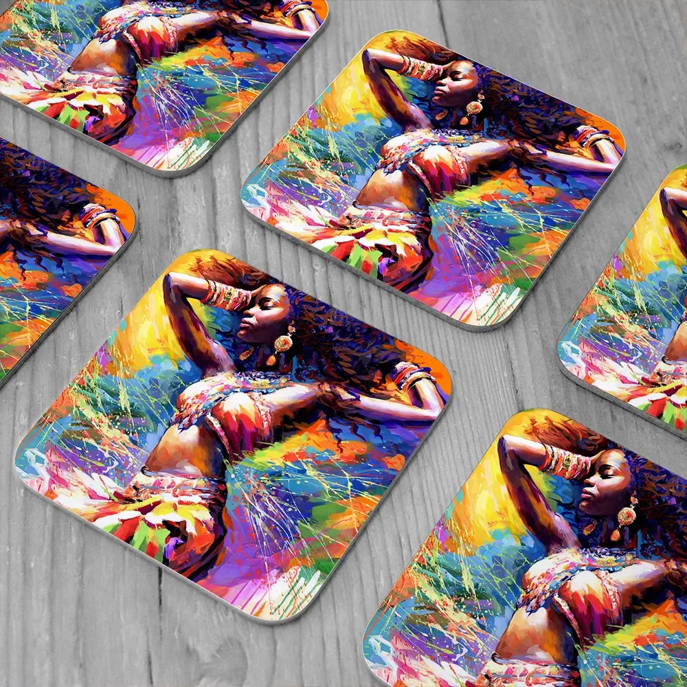 Beautiful African Woman Coaster Set Beautiful African Woman Coaster Set wall art product Leon Devenice