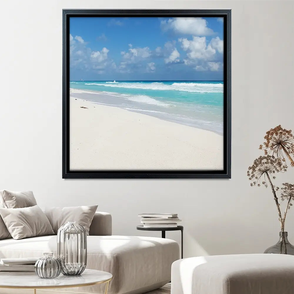 Beautiful Beach Scene Square Canvas Print Beautiful Beach Scene Square Canvas Print wall art product Ligia Aguilar / Shutterstock