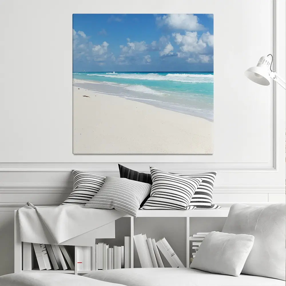 Beautiful Beach Scene Square Canvas Print Beautiful Beach Scene Square Canvas Print wall art product Ligia Aguilar / Shutterstock