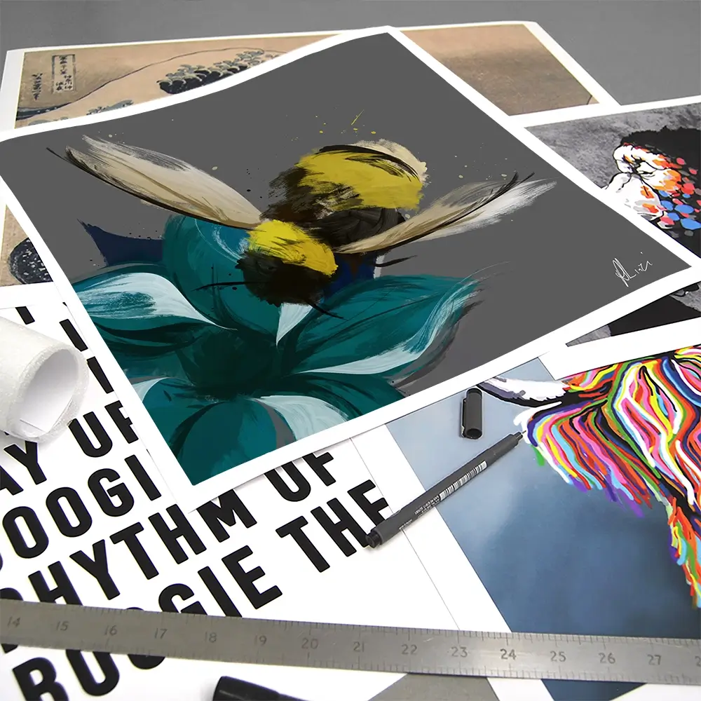 Bee In Flight Square Art Print Bee In Flight Square Art Print wall art product Aimee Linzi