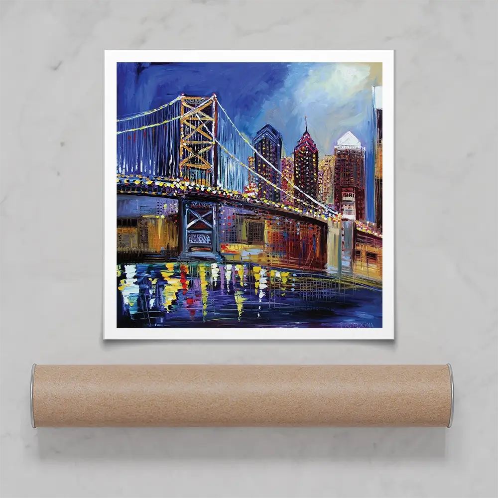 Benjamin Franklin Bridge Square Art Print Benjamin Franklin Bridge Square Art Print wall art product Ekaterina Ermilkina
