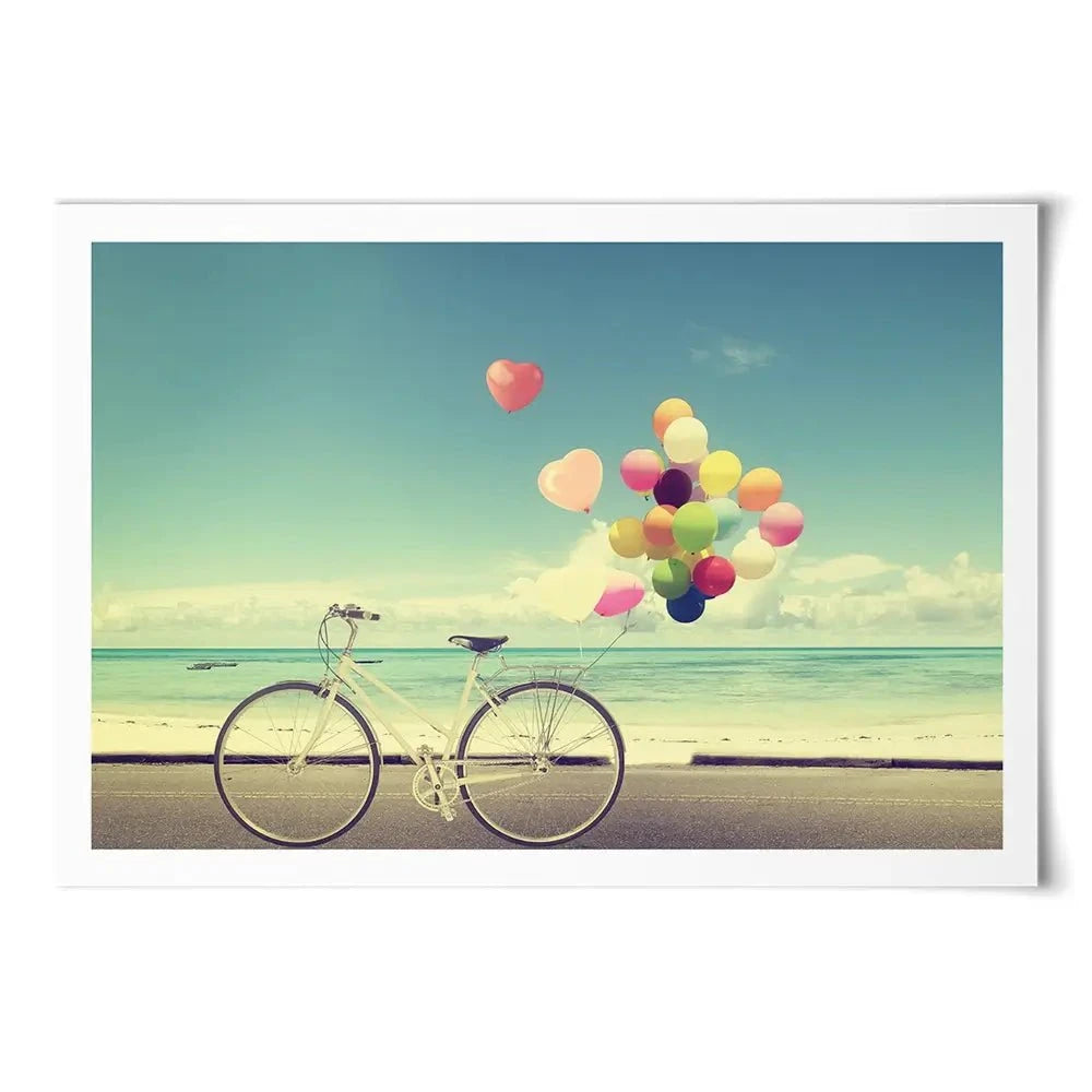 Bicycle And Balloons Art Print Bicycle And Balloons Art Print wall art product jakkapan / Shutterstock