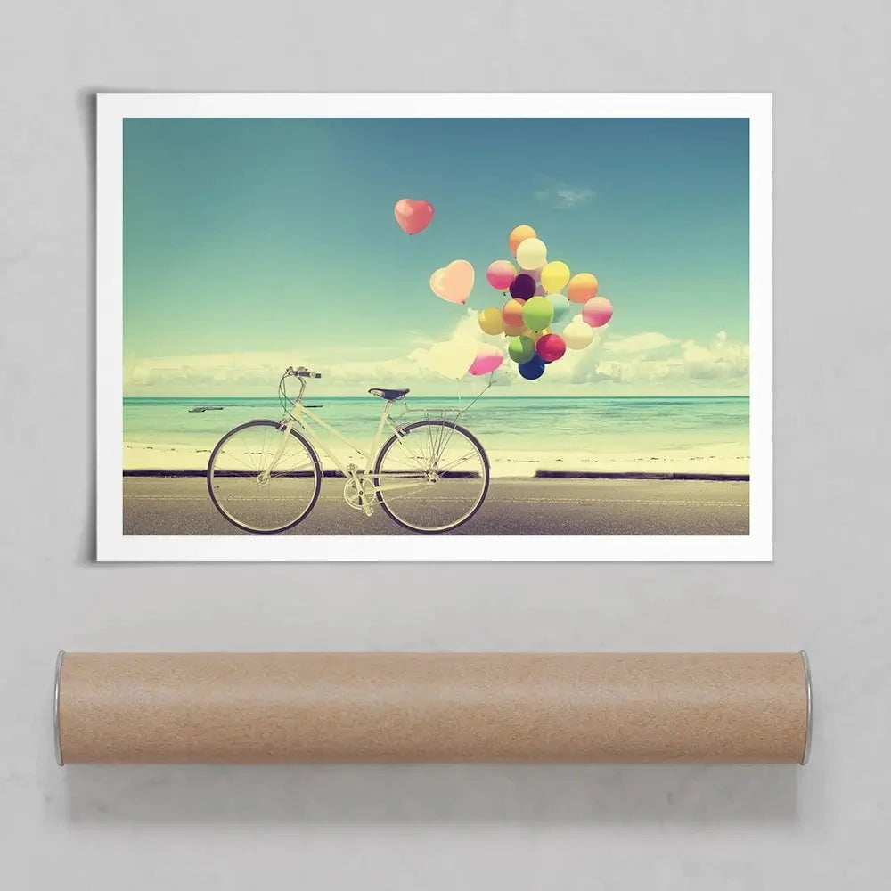 Bicycle And Balloons Art Print Bicycle And Balloons Art Print wall art product jakkapan / Shutterstock