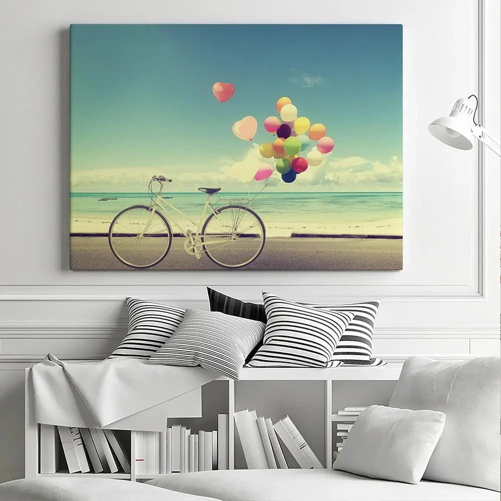 Bicycle And Balloons Canvas Print Bicycle And Balloons Canvas Print wall art product jakkapan / Shutterstock