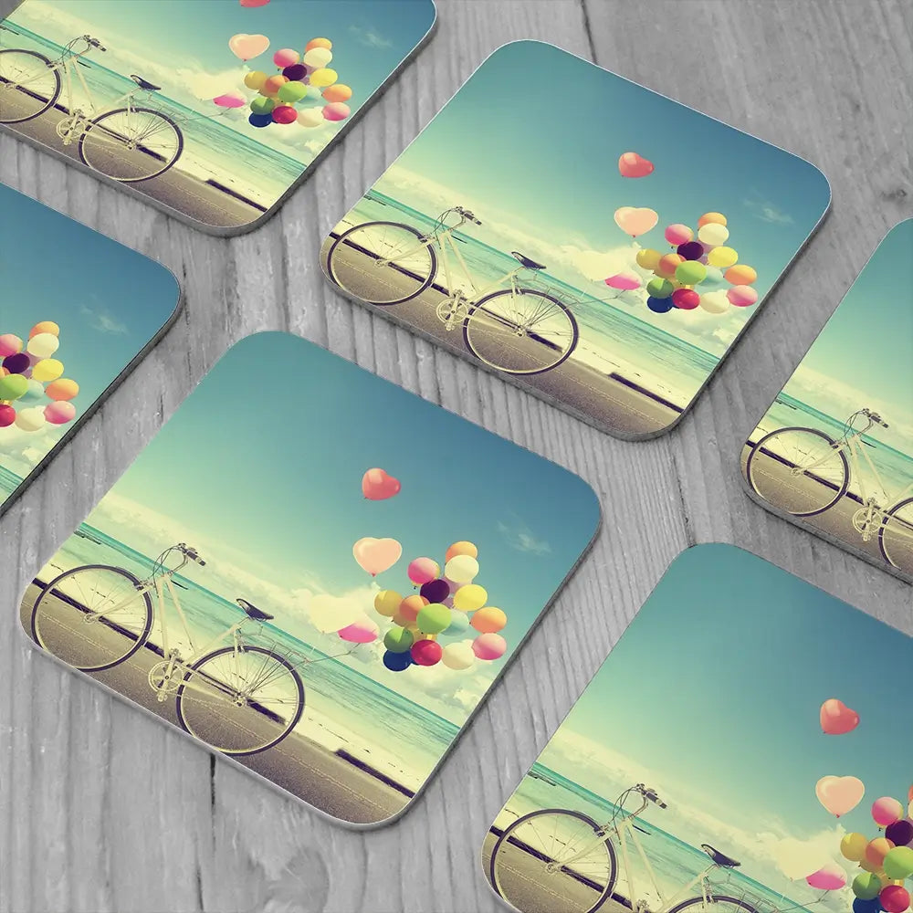 Bicycle And Balloons Coaster Set Bicycle And Balloons Coaster Set wall art product jakkapan / Shutterstock