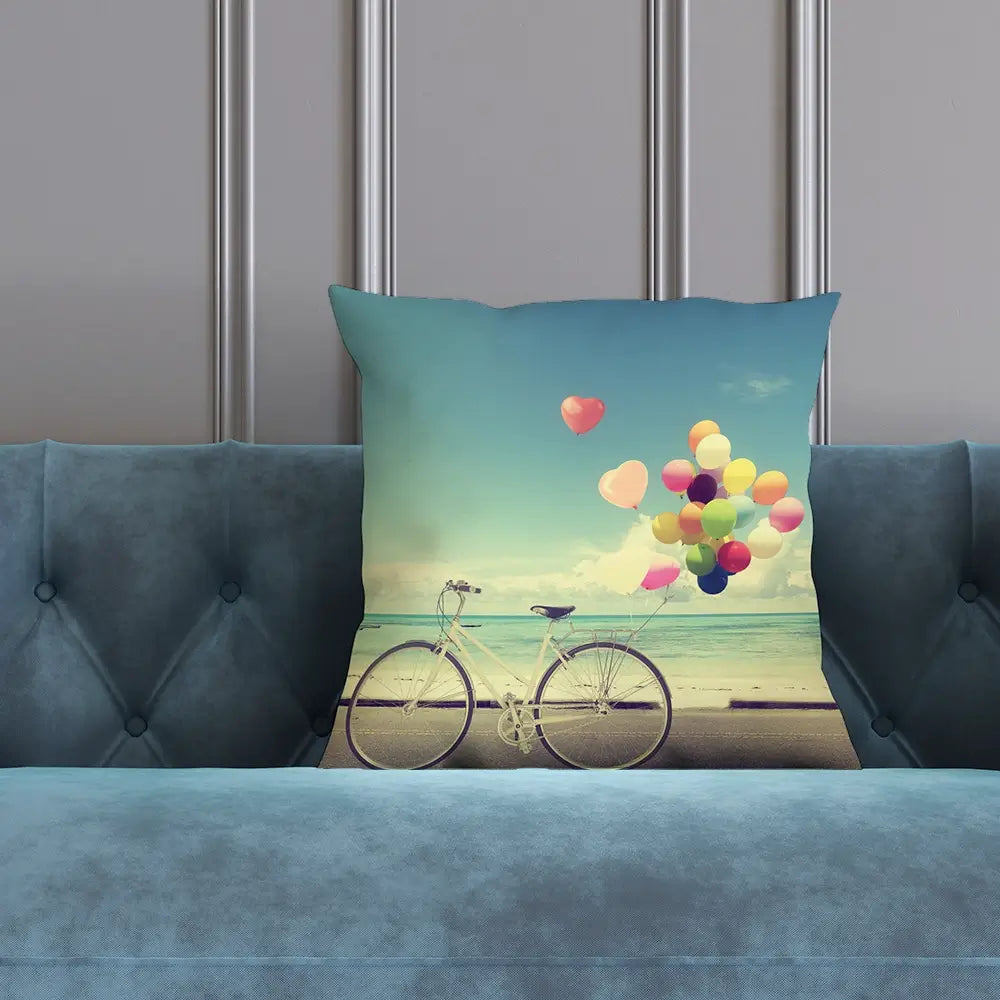 Bicycle And Balloons Cushion Bicycle And Balloons Cushion wall art product jakkapan / Shutterstock