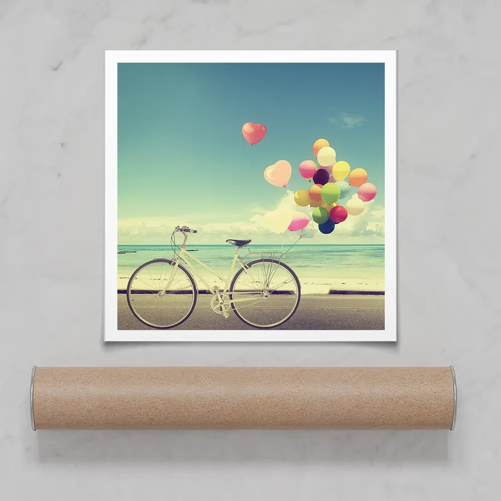 Bicycle And Balloons Square Art Print Bicycle And Balloons Square Art Print wall art product jakkapan / Shutterstock