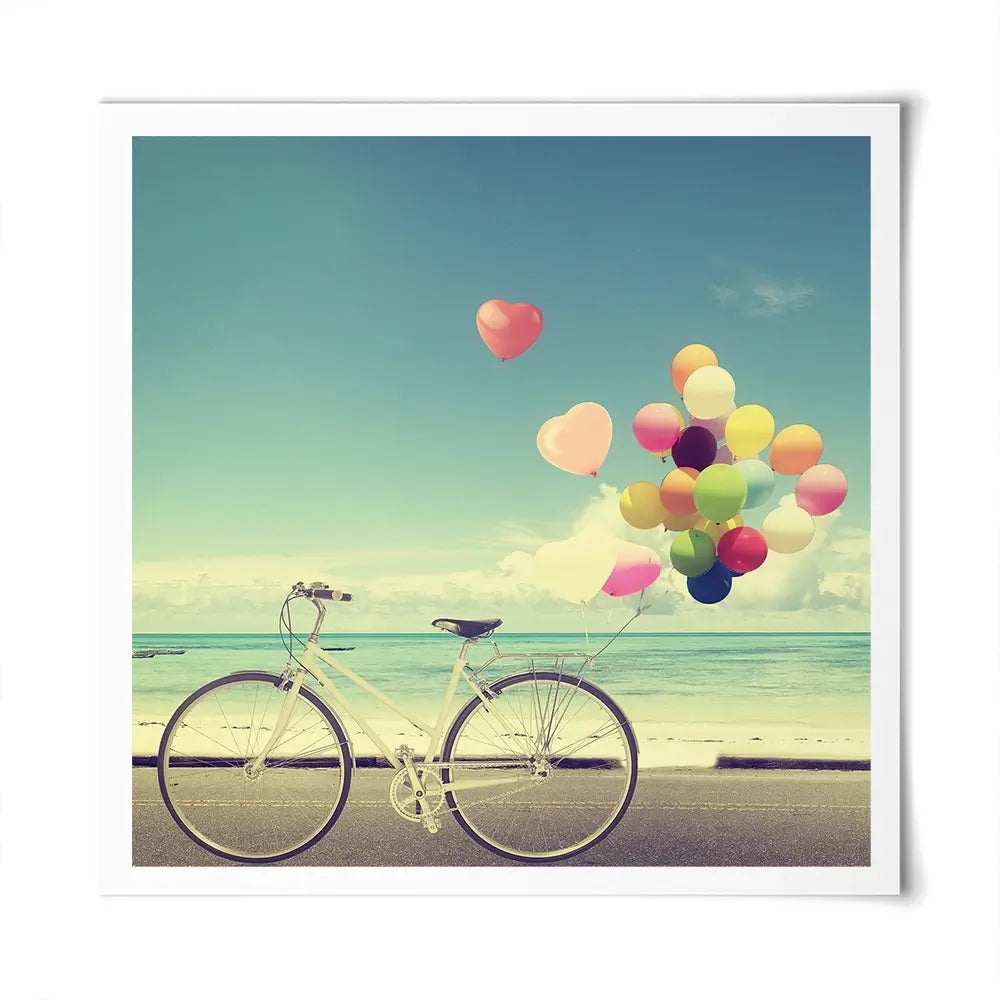 Bicycle And Balloons Square Art Print Bicycle And Balloons Square Art Print wall art product jakkapan / Shutterstock