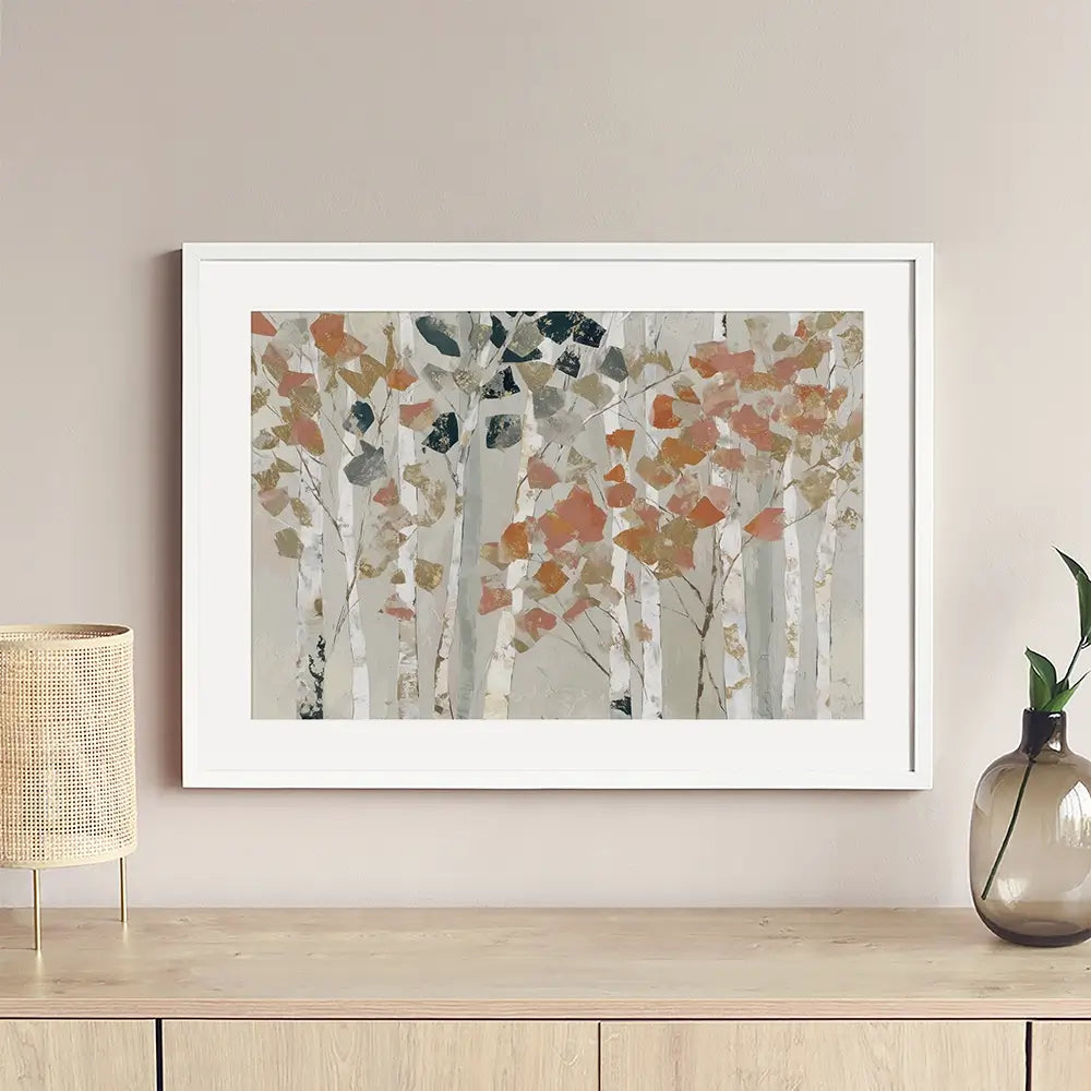 Birch Forest In Autumn Framed Art Print Birch Forest In Autumn Framed Art Print wall art product Chromatic Storm Studio
