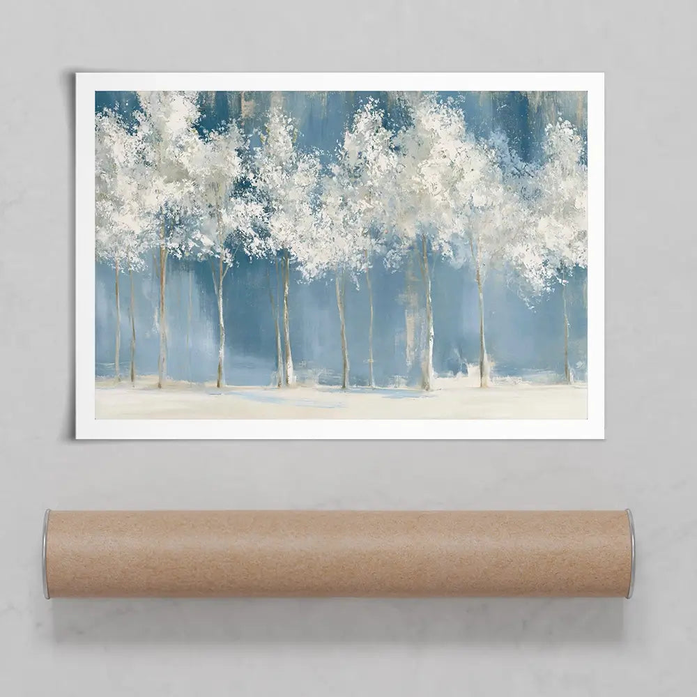 Birch Grove In Frost Art Print Birch Grove In Frost Art Print wall art product Chromatic Storm Studio