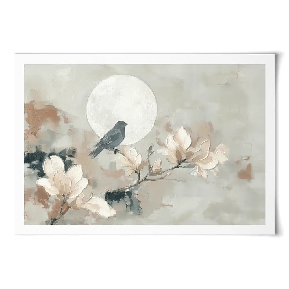 Bird Silhouette And Moon Art Print Bird Silhouette And Moon Art Print wall art product Chromatic Storm Studio
