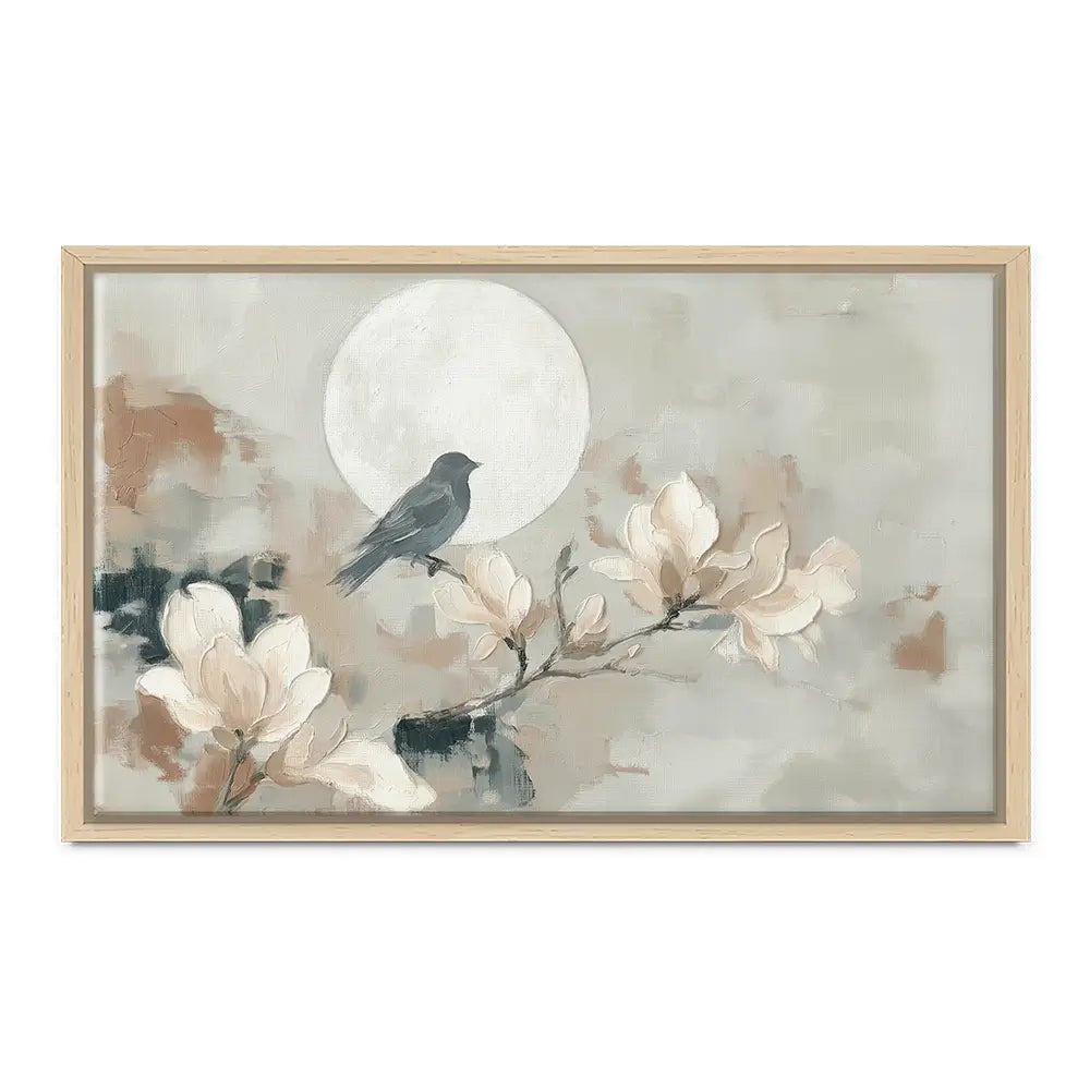 Bird Silhouette And Moon Canvas Print Bird Silhouette And Moon Canvas Print wall art product Chromatic Storm Studio