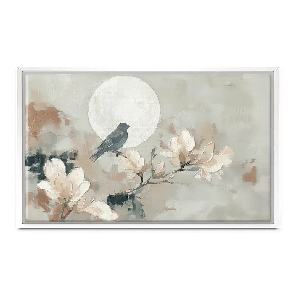 Bird Silhouette And Moon Canvas Print Bird Silhouette And Moon Canvas Print wall art product Chromatic Storm Studio