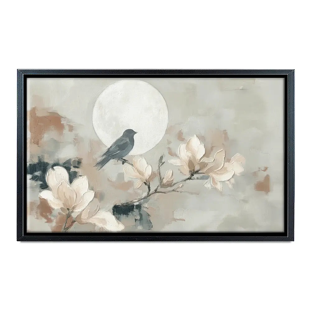Bird Silhouette And Moon Canvas Print Bird Silhouette And Moon Canvas Print wall art product Chromatic Storm Studio