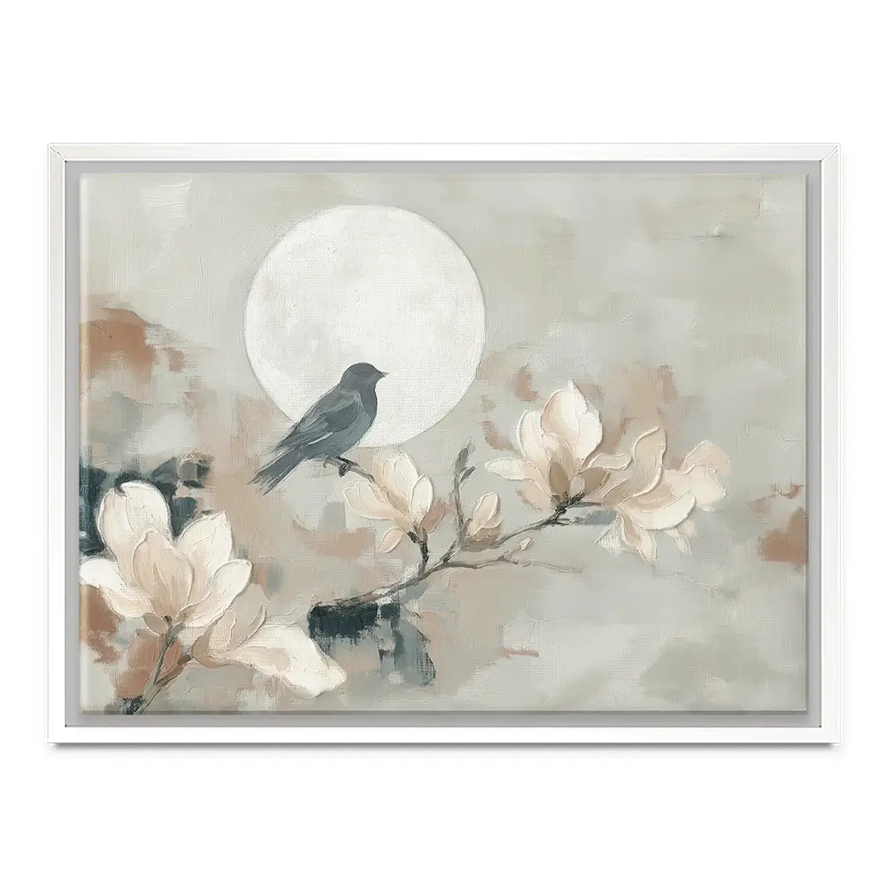 Bird Silhouette And Moon Canvas Print Bird Silhouette And Moon Canvas Print wall art product Chromatic Storm Studio
