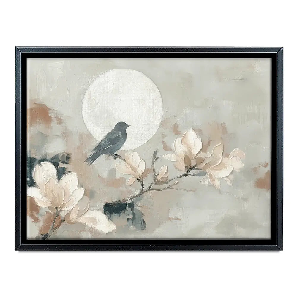 Bird Silhouette And Moon Canvas Print Bird Silhouette And Moon Canvas Print wall art product Chromatic Storm Studio