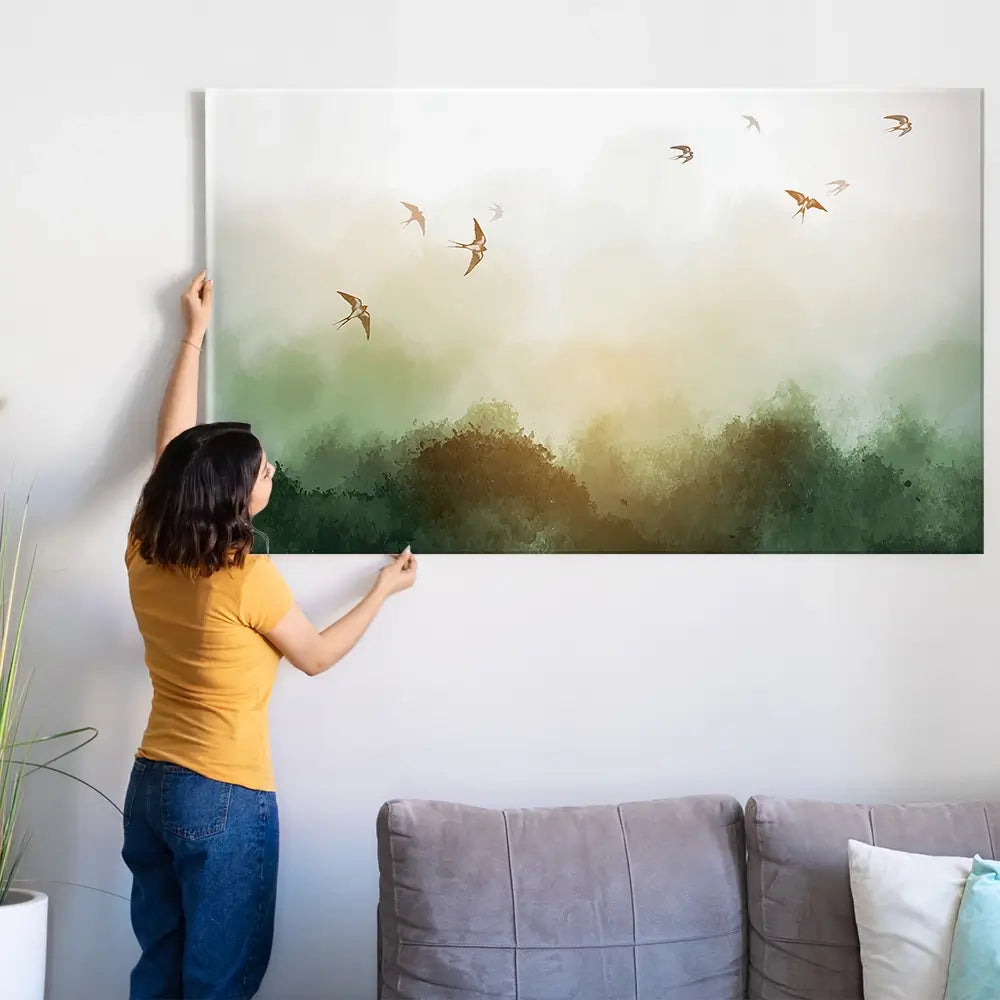 Birds Flying High Oversized Canvas Print Birds Flying High Oversized Canvas Print wall art product Elina Li / Shutterstock