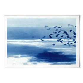 Birds In Blue Wind Art Print Birds In Blue Wind Art Print wall art product Chromatic Storm Studio