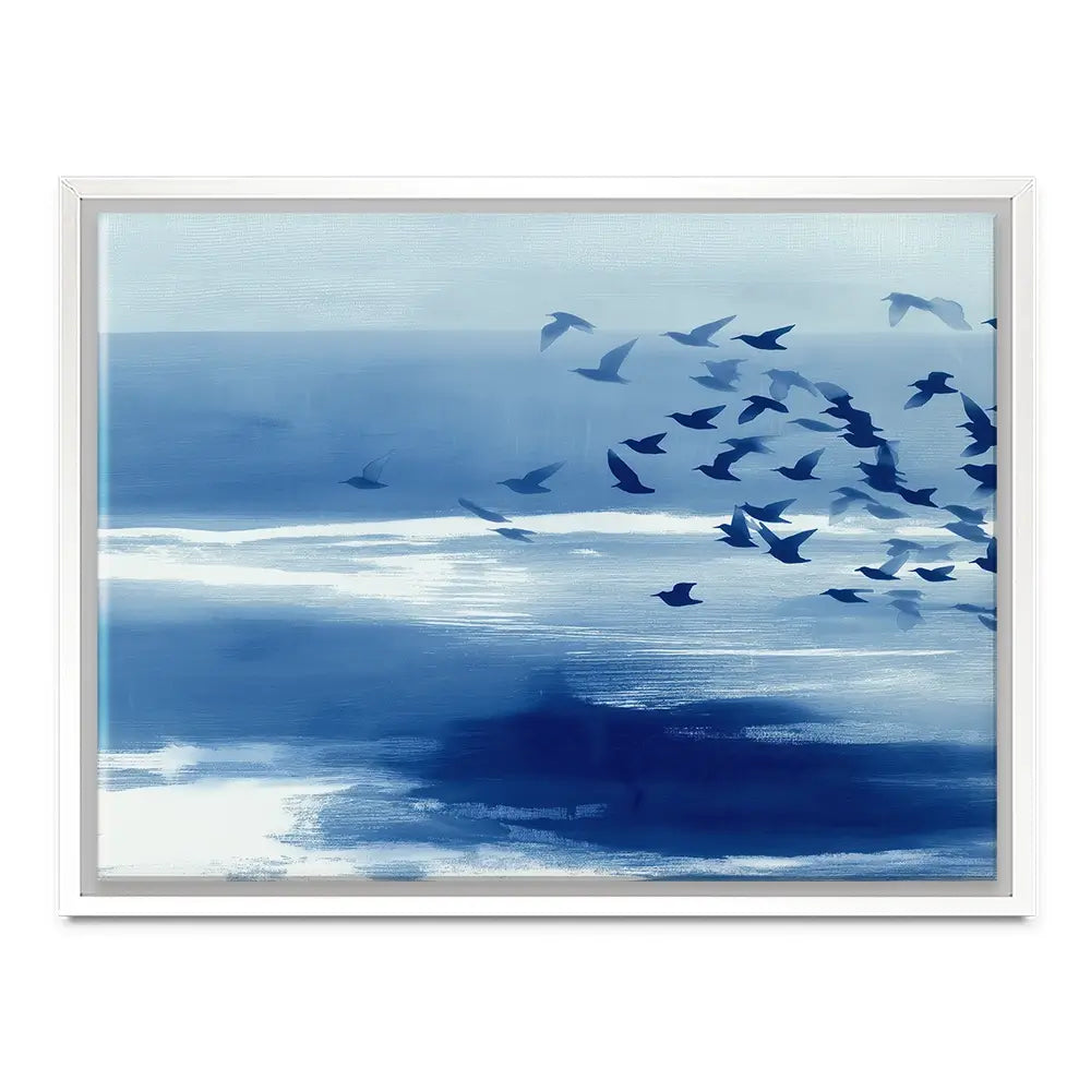 Birds In Blue Wind Canvas Print Birds In Blue Wind Canvas Print wall art product Chromatic Storm Studio