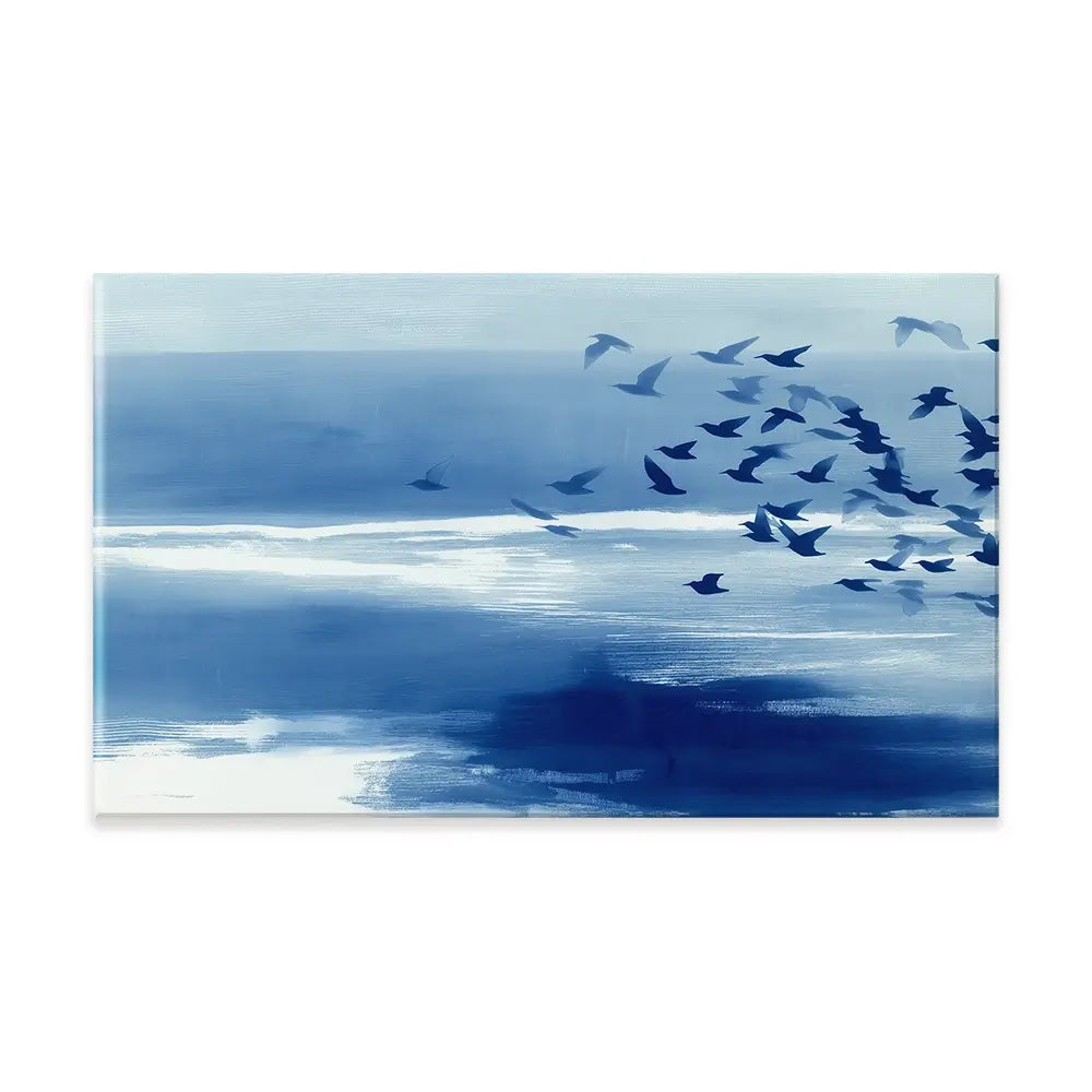 Birds In Blue Wind Canvas Print Birds In Blue Wind Canvas Print wall art product Chromatic Storm Studio