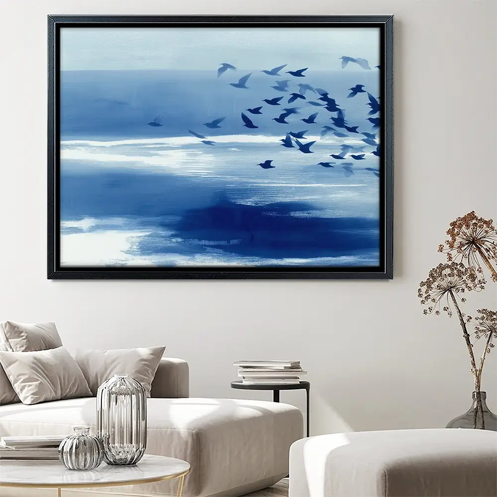 Birds In Blue Wind Canvas Print Birds In Blue Wind Canvas Print wall art product Chromatic Storm Studio