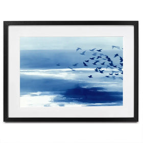 Birds In Blue Wind Framed Art Print Birds In Blue Wind Framed Art Print wall art product Chromatic Storm Studio
