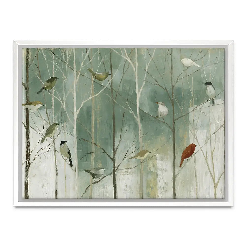 Birds In The Winter Wood Canvas Print Birds In The Winter Wood Canvas Print wall art product Chromatic Storm Studio