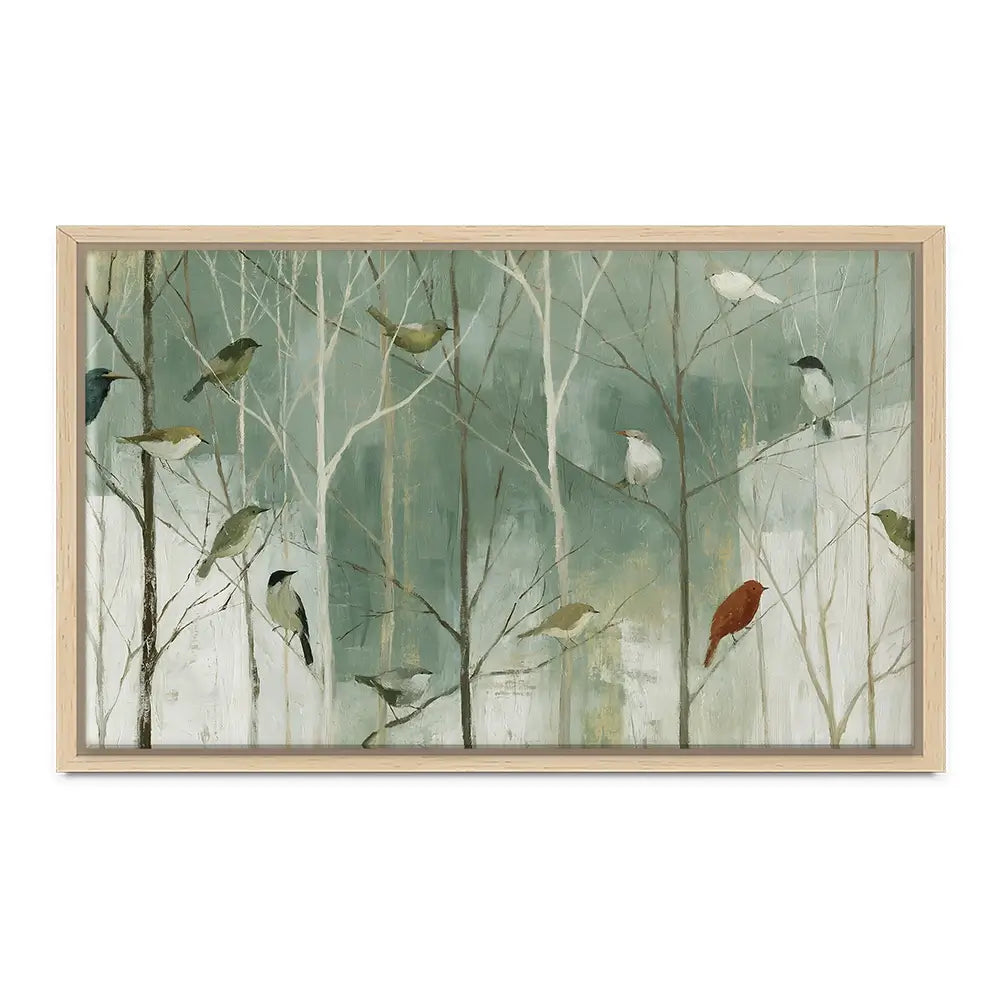 Birds In The Winter Wood Canvas Print Birds In The Winter Wood Canvas Print wall art product Chromatic Storm Studio