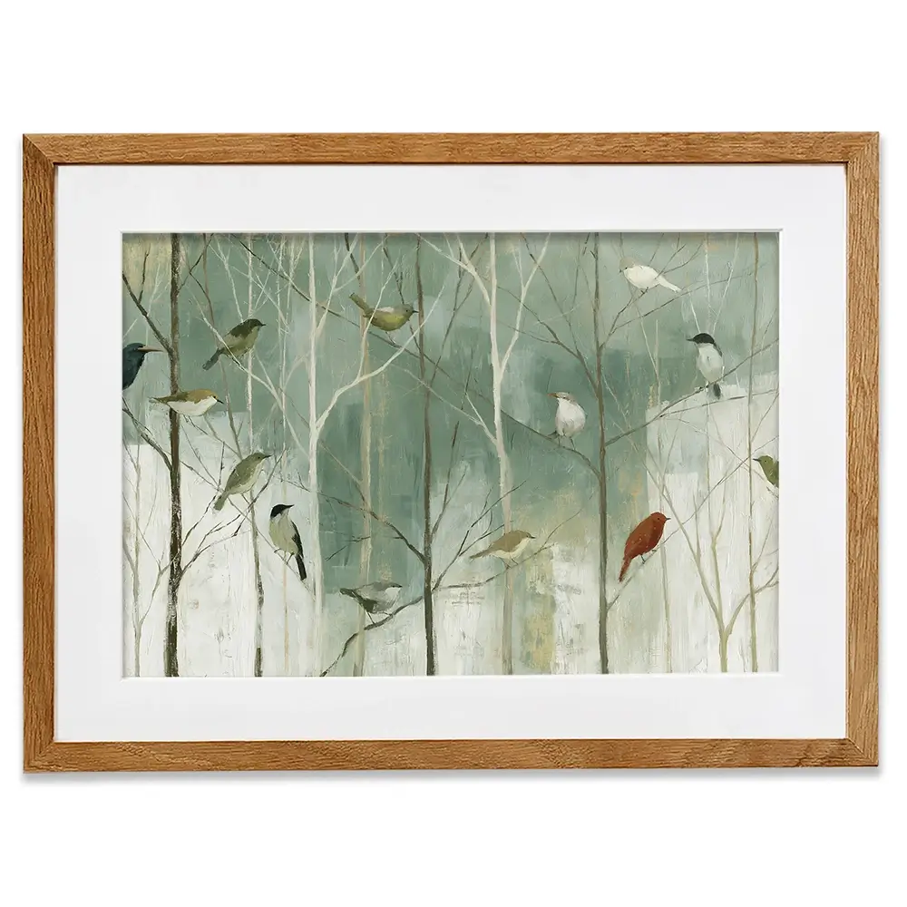 Birds In The Winter Wood Framed Art Print Birds In The Winter Wood Framed Art Print wall art product Chromatic Storm Studio