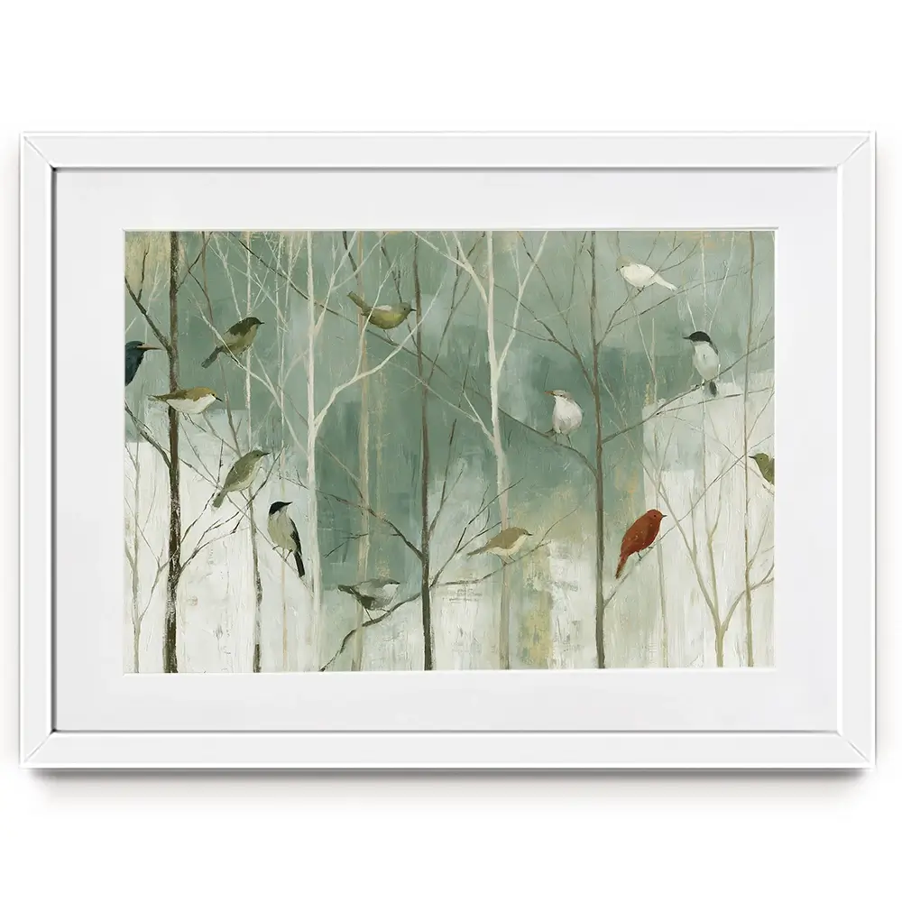 Birds In The Winter Wood Framed Art Print Birds In The Winter Wood Framed Art Print wall art product Chromatic Storm Studio