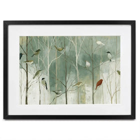 Birds In The Winter Wood Framed Art Print Birds In The Winter Wood Framed Art Print wall art product Chromatic Storm Studio