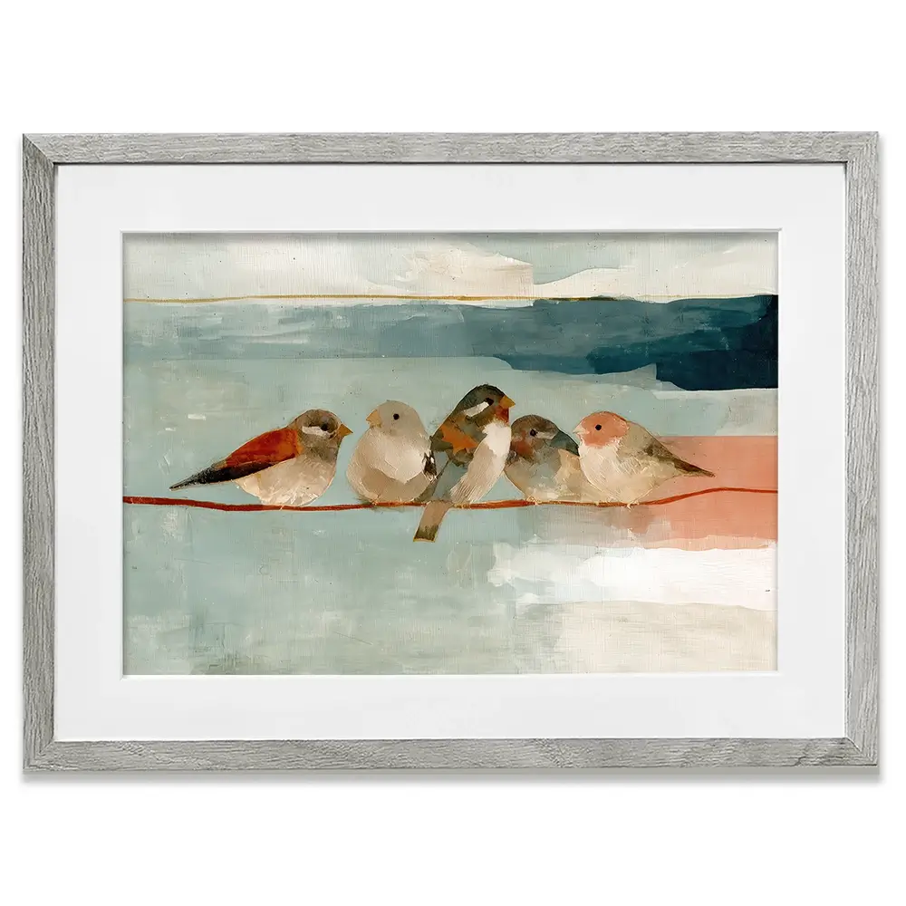 Birds On A Wire Framed Art Print Birds On A Wire Framed Art Print wall art product Chromatic Storm Studio