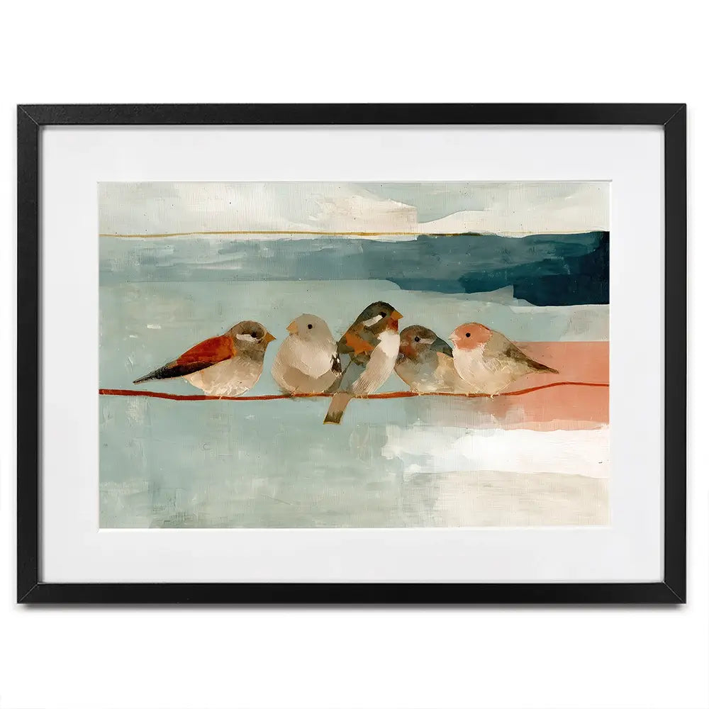 Birds On A Wire Framed Art Print Birds On A Wire Framed Art Print wall art product Chromatic Storm Studio