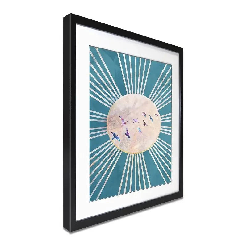 Birds Sun Boho Framed Art Print Birds Sun Boho Framed Art Print wall art product Sarah Manovski