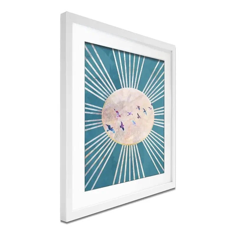 Birds Sun Boho Framed Art Print Birds Sun Boho Framed Art Print wall art product Sarah Manovski