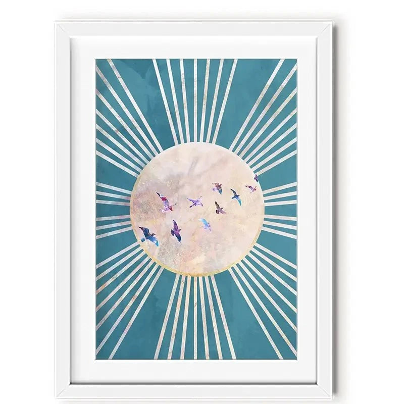 Birds Sun Boho Framed Art Print Birds Sun Boho Framed Art Print wall art product Sarah Manovski