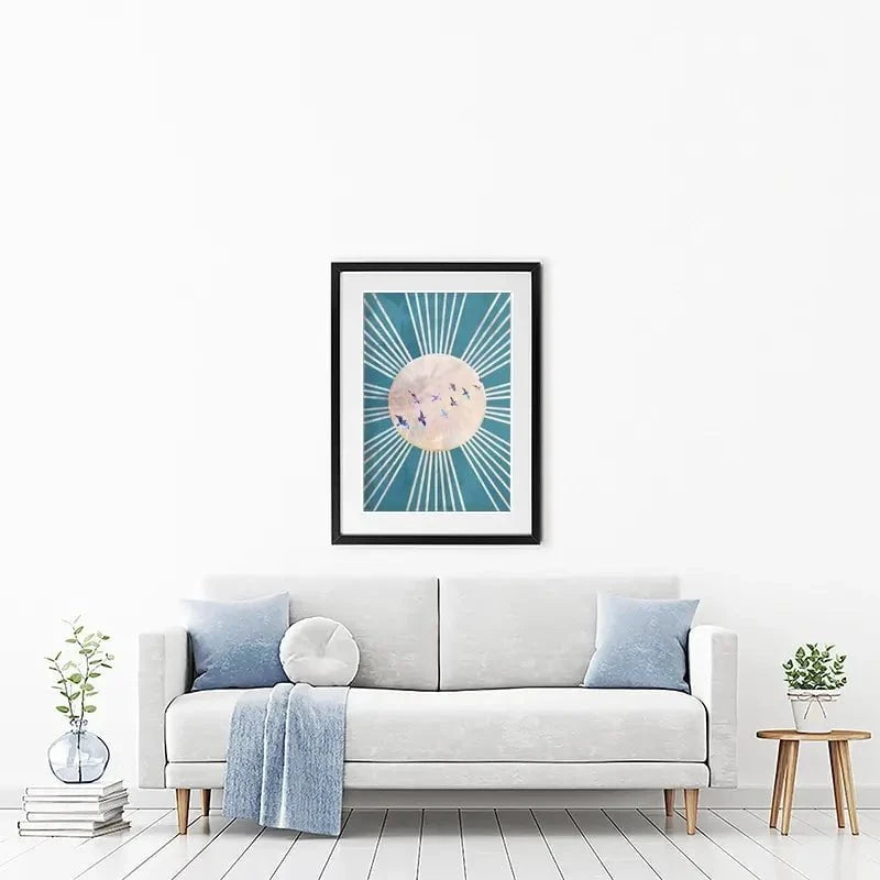Birds Sun Boho Framed Art Print Birds Sun Boho Framed Art Print wall art product Sarah Manovski