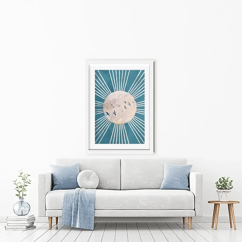 Birds Sun Boho Framed Art Print Birds Sun Boho Framed Art Print wall art product Sarah Manovski