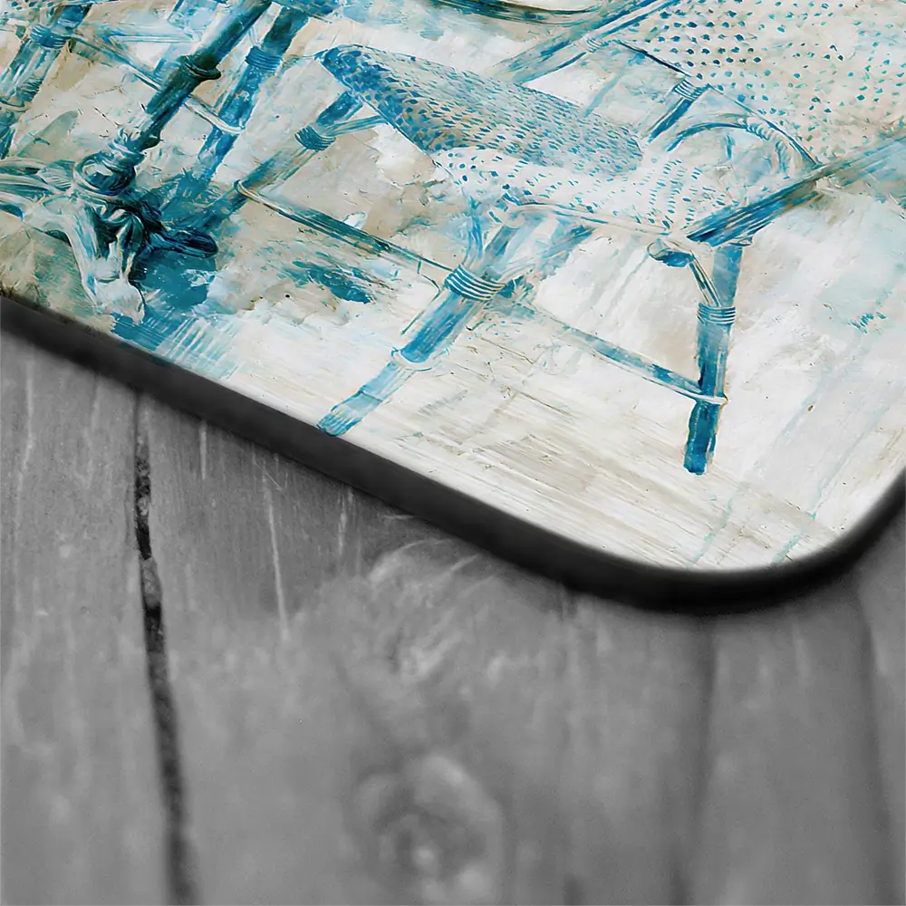 Bistro Table Under Striped Awning Coaster Set Bistro Table Under Striped Awning Coaster Set wall art product Chromatic Storm Studio