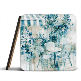 Bistro Table Under Striped Awning Coaster Set Bistro Table Under Striped Awning Coaster Set wall art product Chromatic Storm Studio