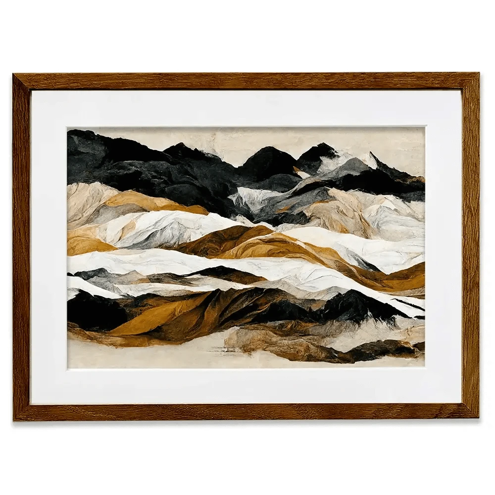 Black And Ochre Mountains Framed Art Print Black And Ochre Mountains Framed Art Print wall art product Treechild