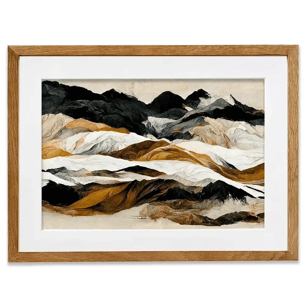 Black And Ochre Mountains Framed Art Print Black And Ochre Mountains Framed Art Print wall art product Treechild