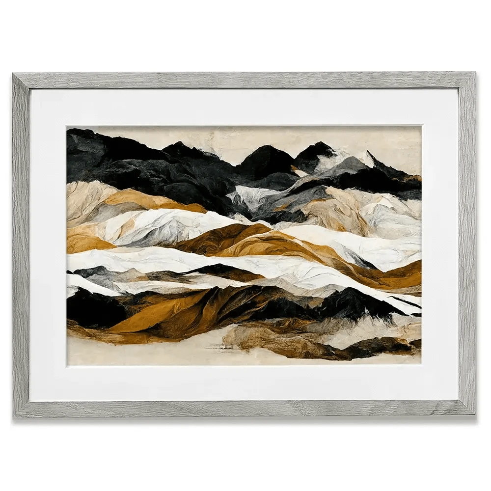 Black And Ochre Mountains Framed Art Print Black And Ochre Mountains Framed Art Print wall art product Treechild