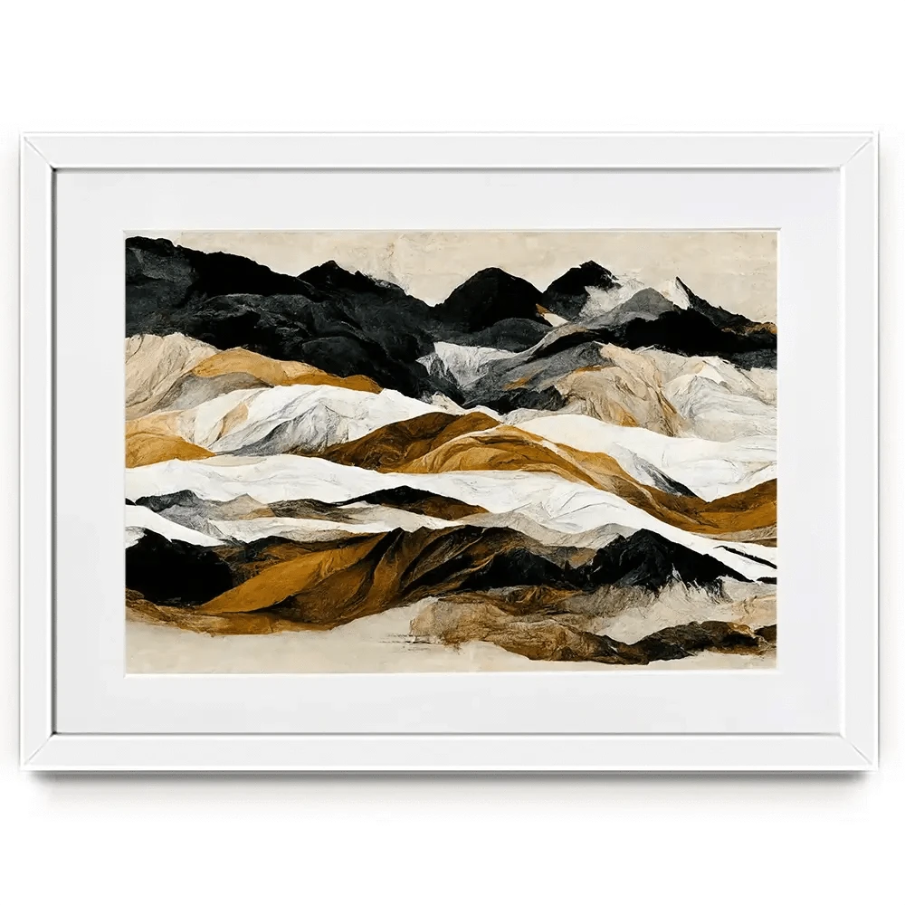 Black And Ochre Mountains Framed Art Print Black And Ochre Mountains Framed Art Print wall art product Treechild