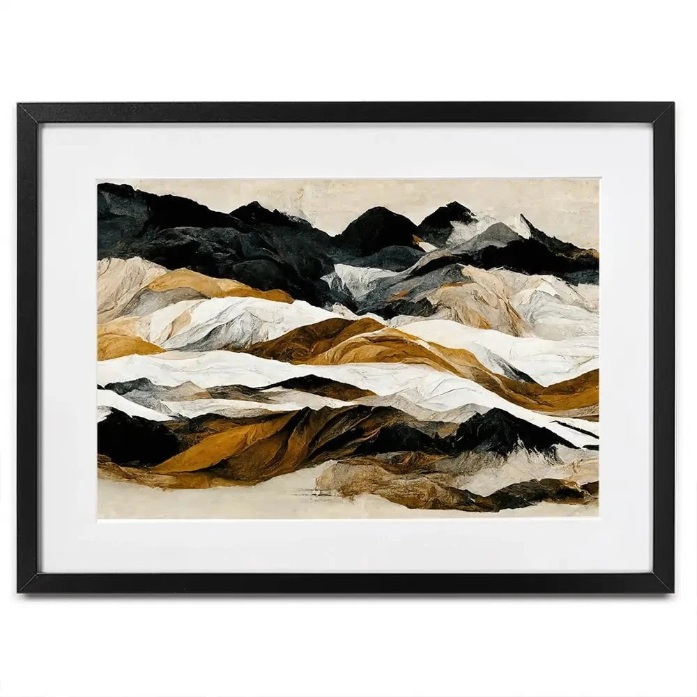 Black And Ochre Mountains Framed Art Print Black And Ochre Mountains Framed Art Print wall art product Treechild