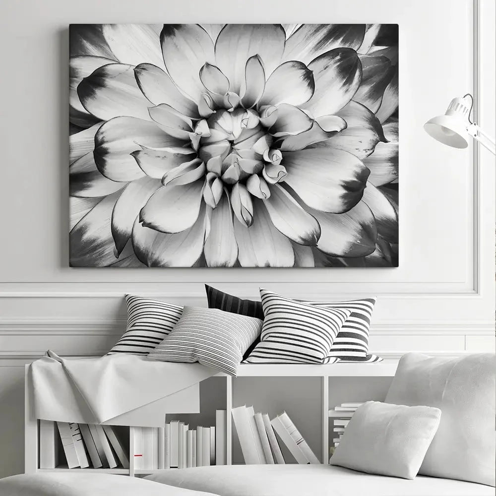Black And White Flower Canvas Print Black And White Flower Canvas Print wall art product Annmarie Young / Shutterstock