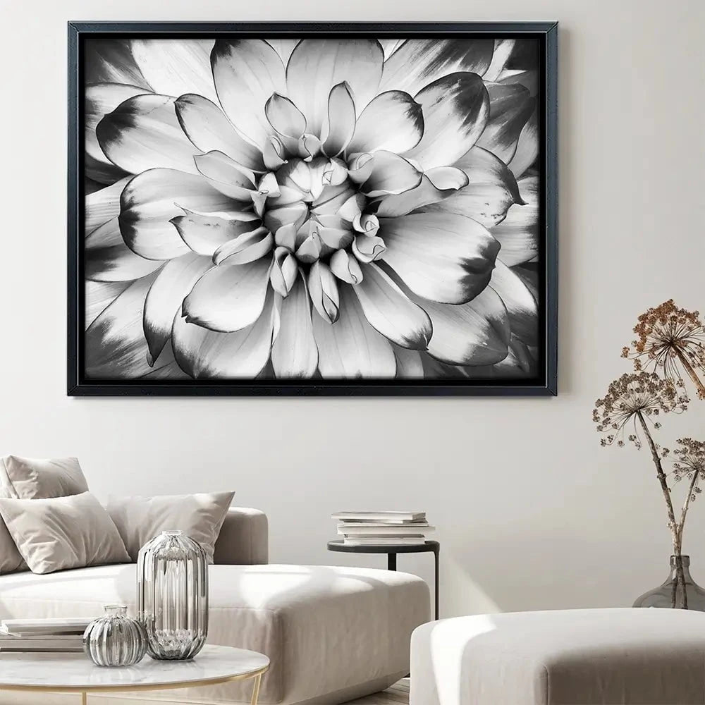 Black And White Flower Canvas Print Black And White Flower Canvas Print wall art product Annmarie Young / Shutterstock