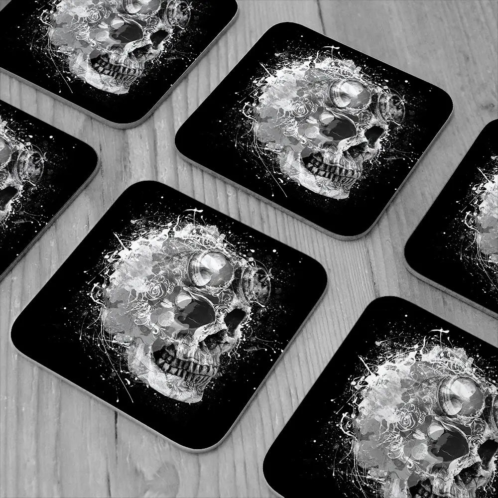 Black And White Skull Coaster Set Black And White Skull Coaster Set wall art product Aimee Linzi