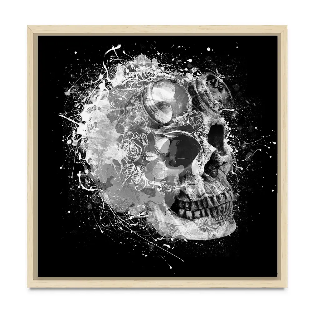Black And White Skull Square Canvas Print Black And White Skull Square Canvas Print wall art product Aimee Linzi